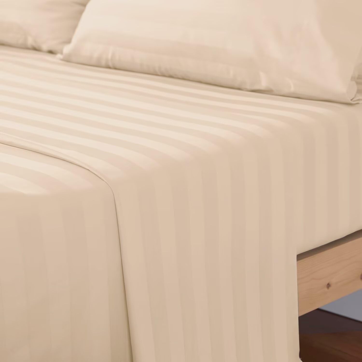 2-Pack TwinXL Flat Sheet 600 Thread Count Egyptian Cotton Striped-Deep Beige
