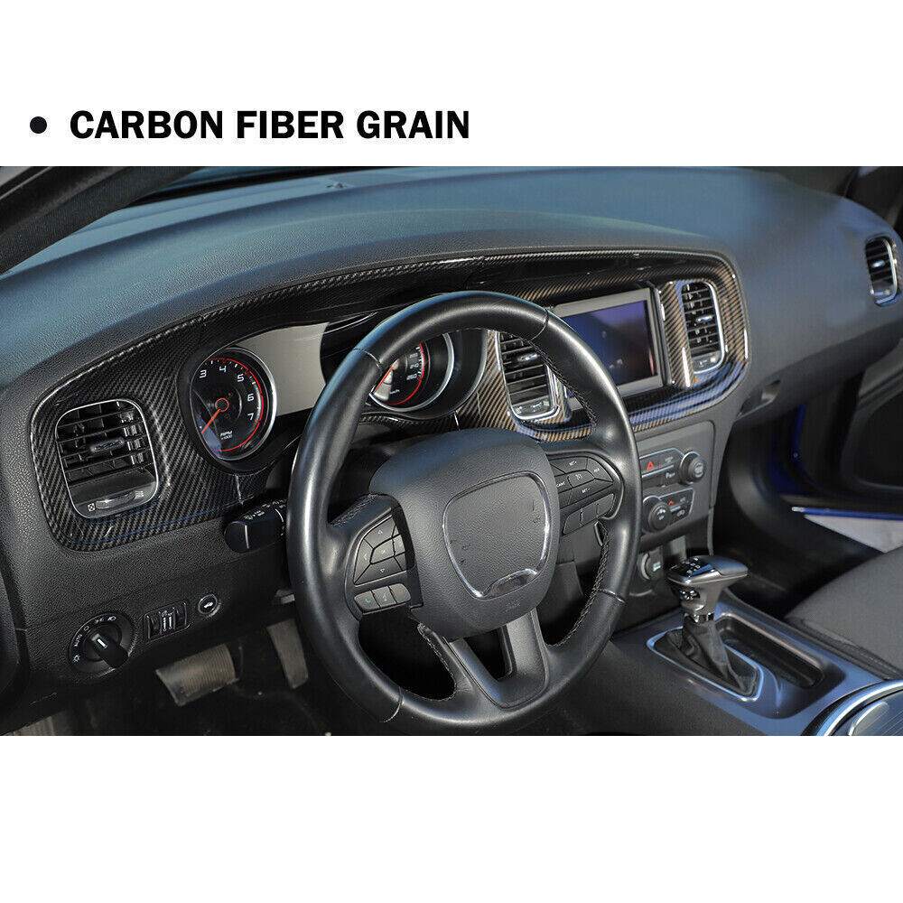 Carbon Fiber Central Console Dashboard Panel Cover Trim for Dodge Charger 2015+