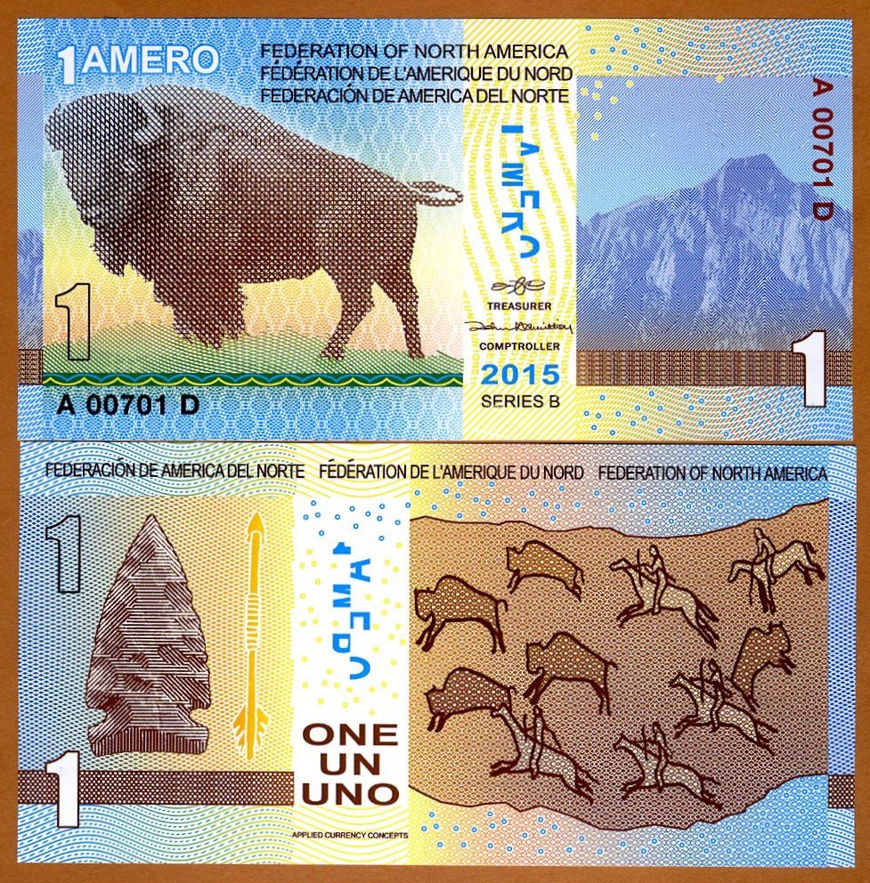 Federation of North America, 1 Amero, 2015, Polymer, New, UNC