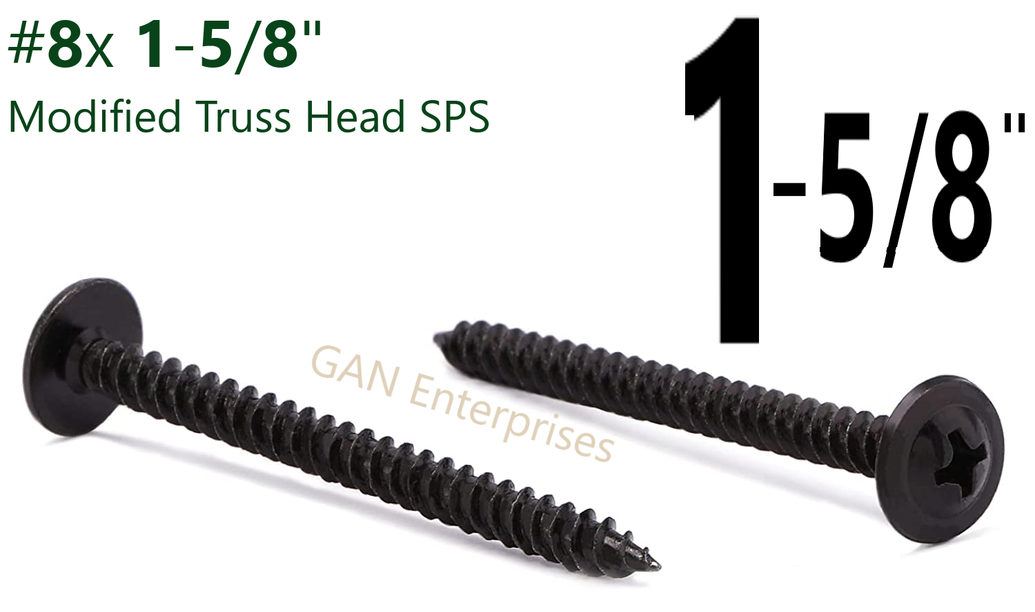 Modified Truss Head Self piercing sharp point Screws #8x 1/2"- 3" K-Lath Black