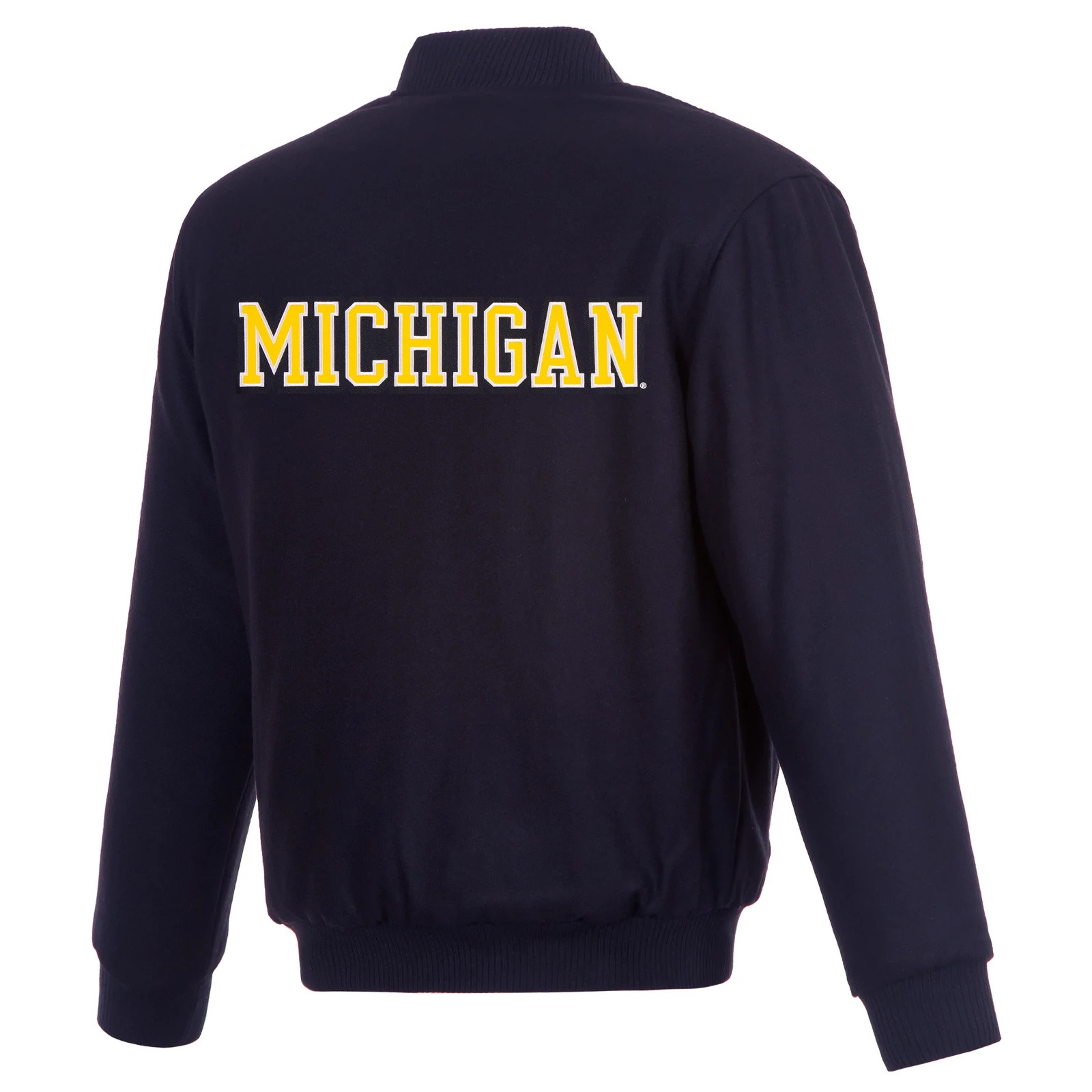JH Design Michigan Wolverines All Wool Jacket & Nylon Lining & Embroidered Logo