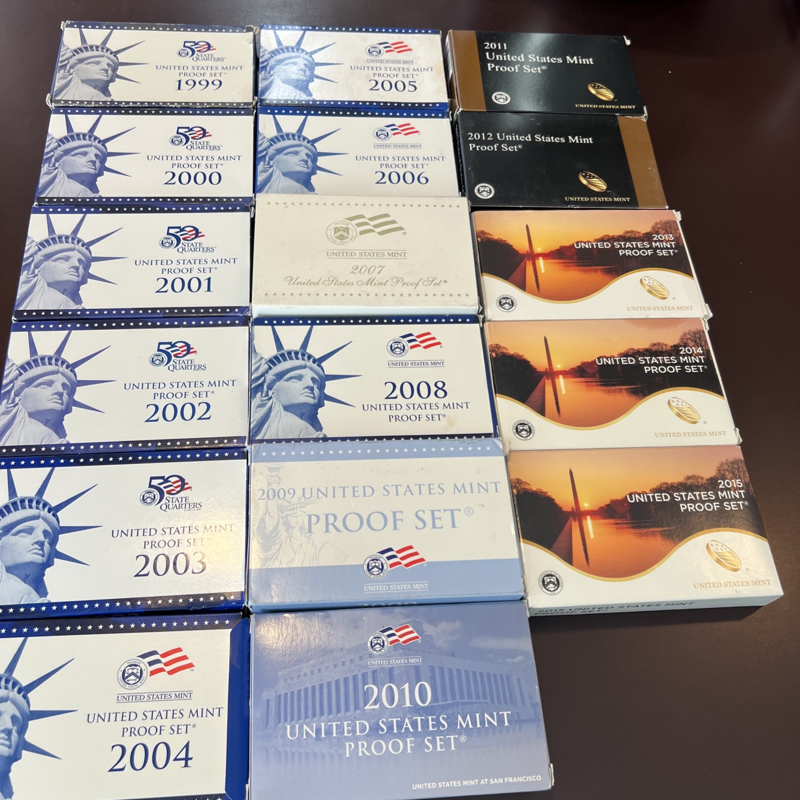 1999-2015 U.S. Proof Sets Complete With Box And COA’s Lot#27