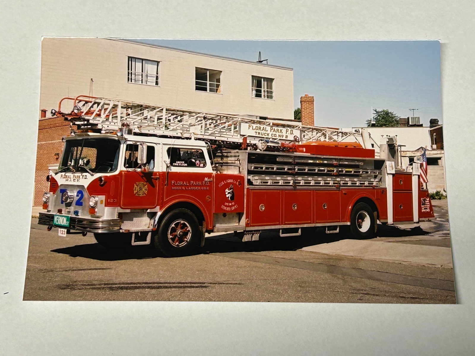 Floral Park NY 1980 Mack CF American La France 100' Fire Apparatus Print A62