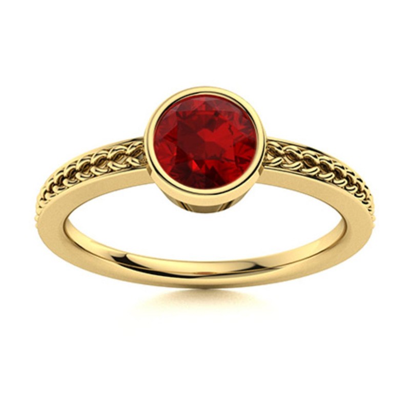 Sterling Silver Round January Garnet Stone Solitaire Bezel Ring Jewelry