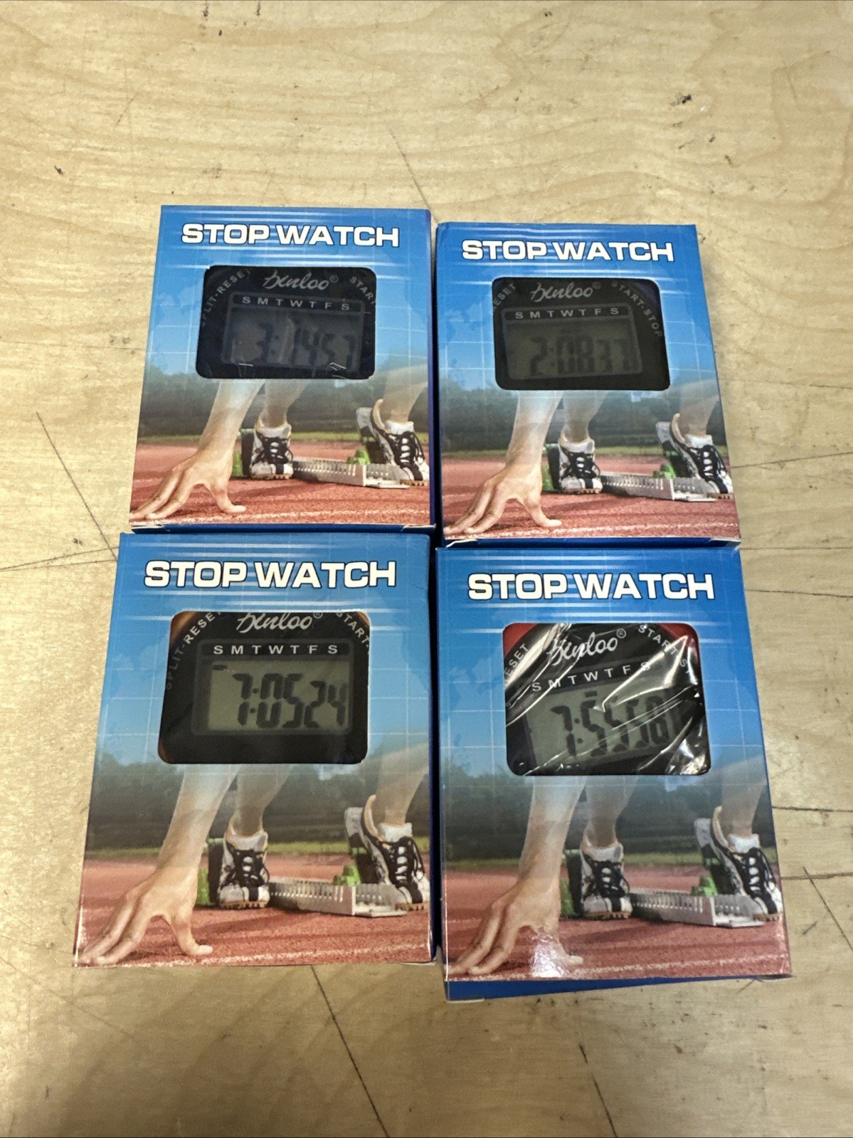Set Of 4 Stopwatches - New (Red,Blue,Black,Yellow)