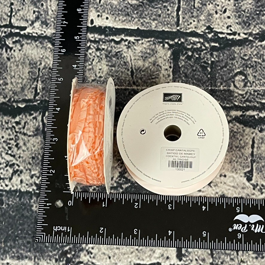 Stampin' Up CRISP CANTALOUPE 130021 Stretch Ruffle Trim 3/8" x 10 Yards 2 Rolls