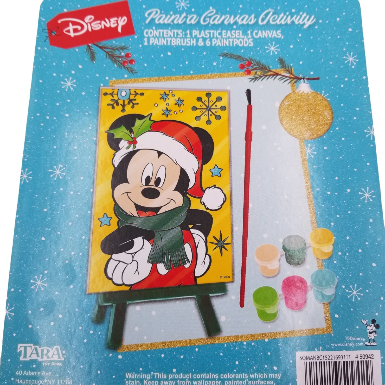 Disney Mickey Mouse Paint a Canvas Activity Include Plastic Easel & 6 Paint Pods