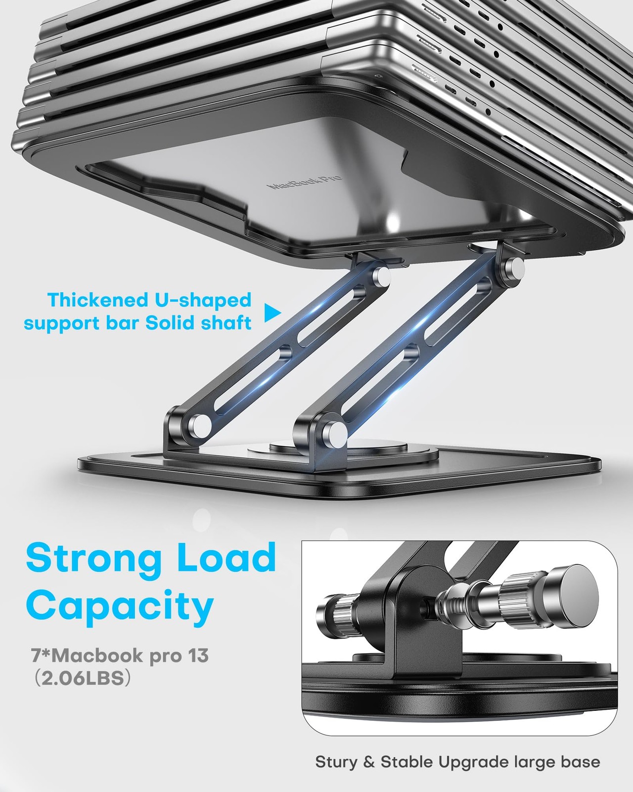 360 Rotating Laptop Stand Foldable Ergonomic Riser Metal