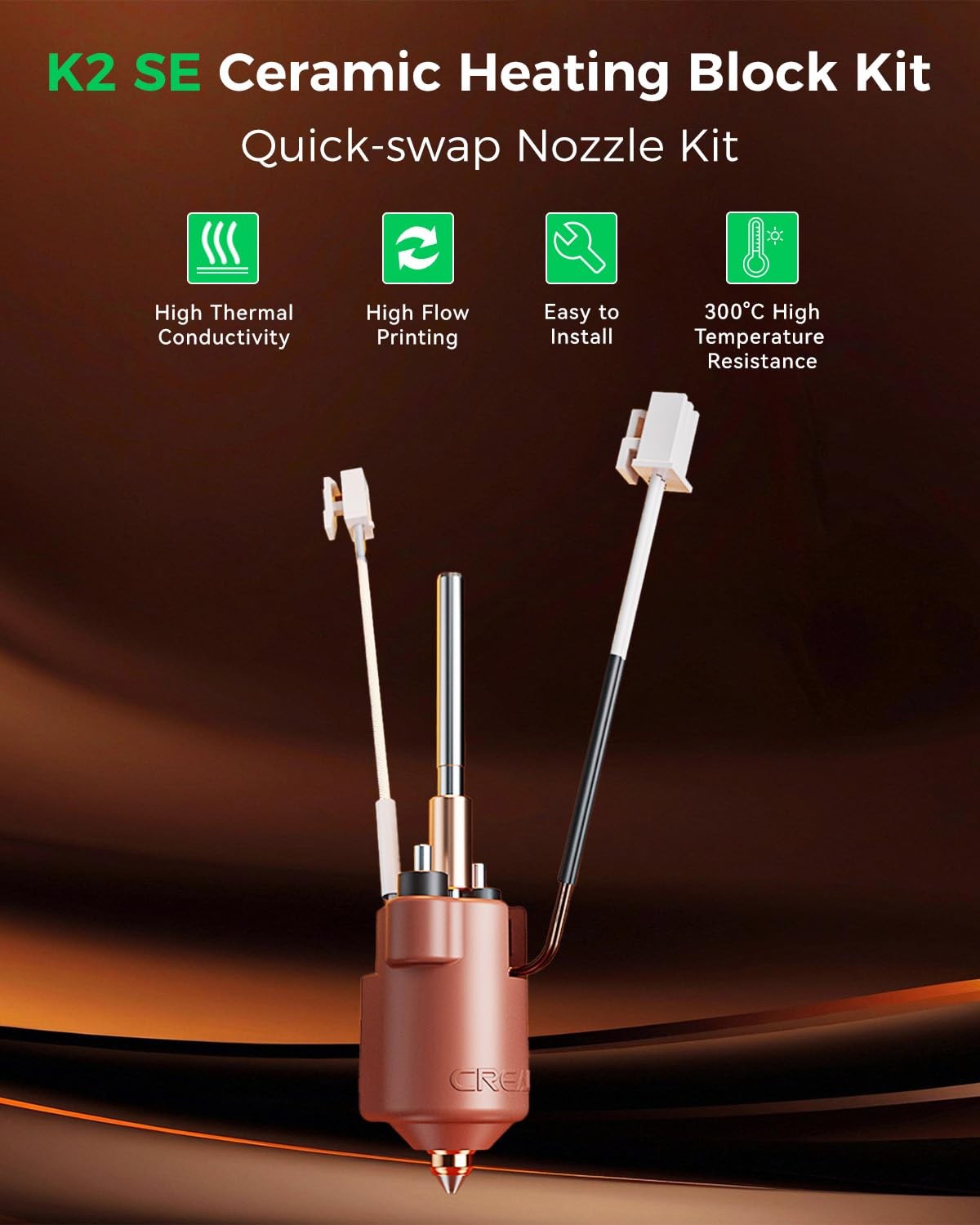 Creality Official K2 SE Ceramic Heating Block Kit, with Quick-swap Nozzle,...