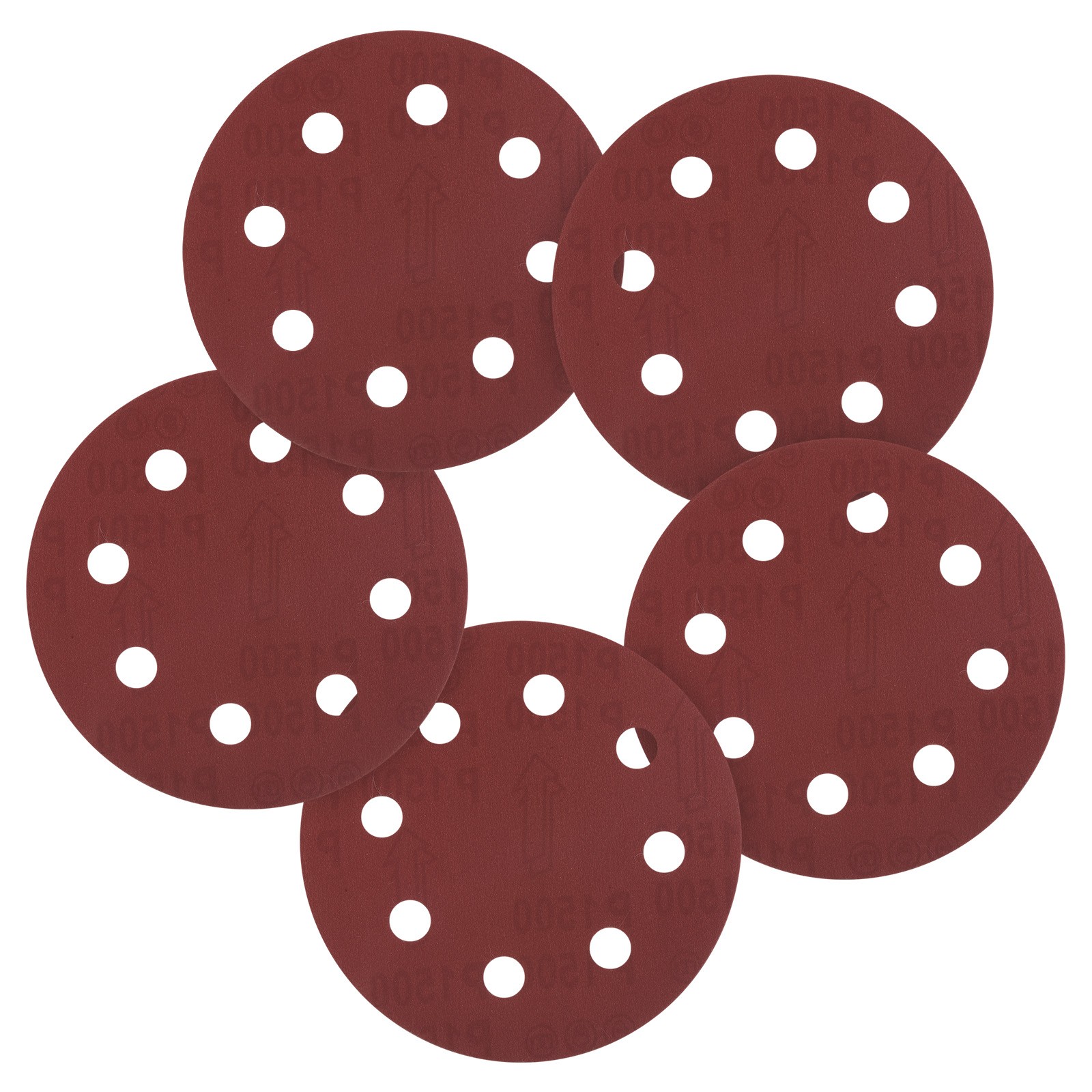 10 Pcs 7 Inch Sanding Disc 1500 Grit 8 Hole Round Hook and Loop Sandpaper, Red