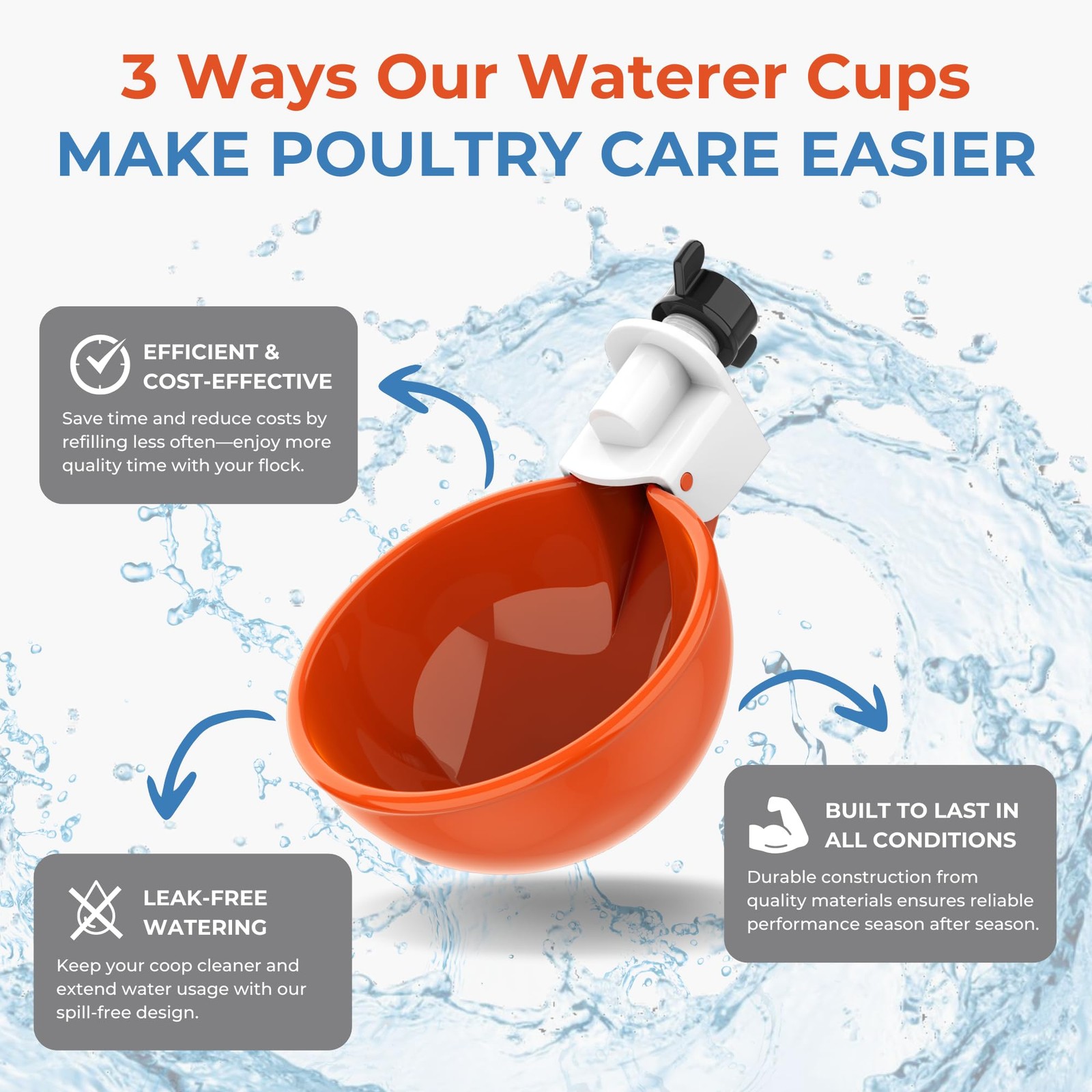 Large Automatic Chicken Waterer Cups | Chicken Water Feeder Suitable for Chic...