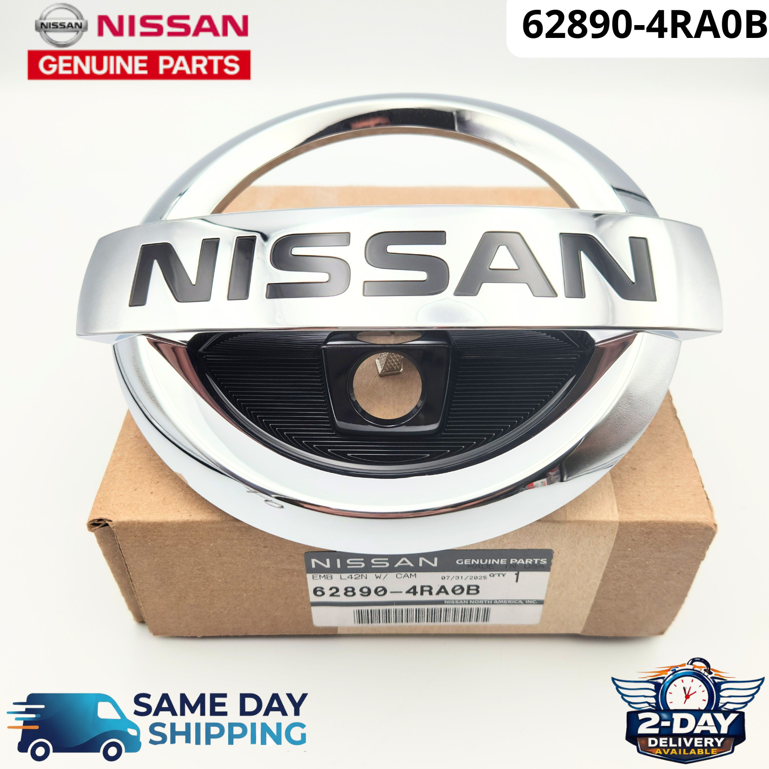 628904RA0B OEM Genuine Nissan MAXIMA Front Radiator Grille Emblem W/ Camera Hole