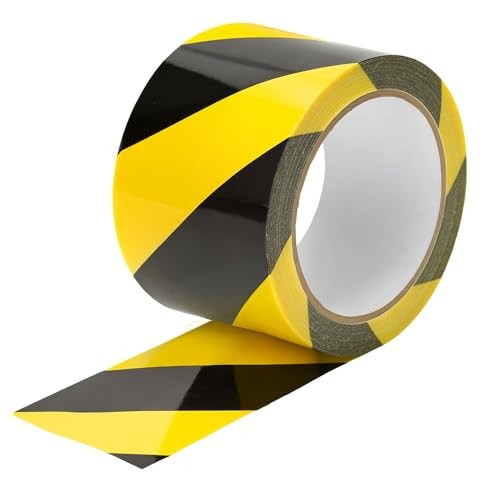 Black & Yellow Hazard Safety Floor Tape, 3 inch x 54 feet - Ideal for Walls, 1