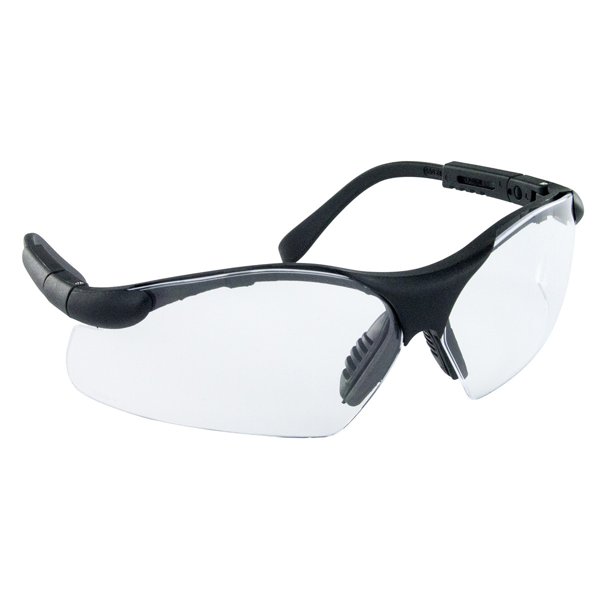 SAS Safety Sidewinders Safe Glasses w/ Black Frame and Clear Lens in Polybag