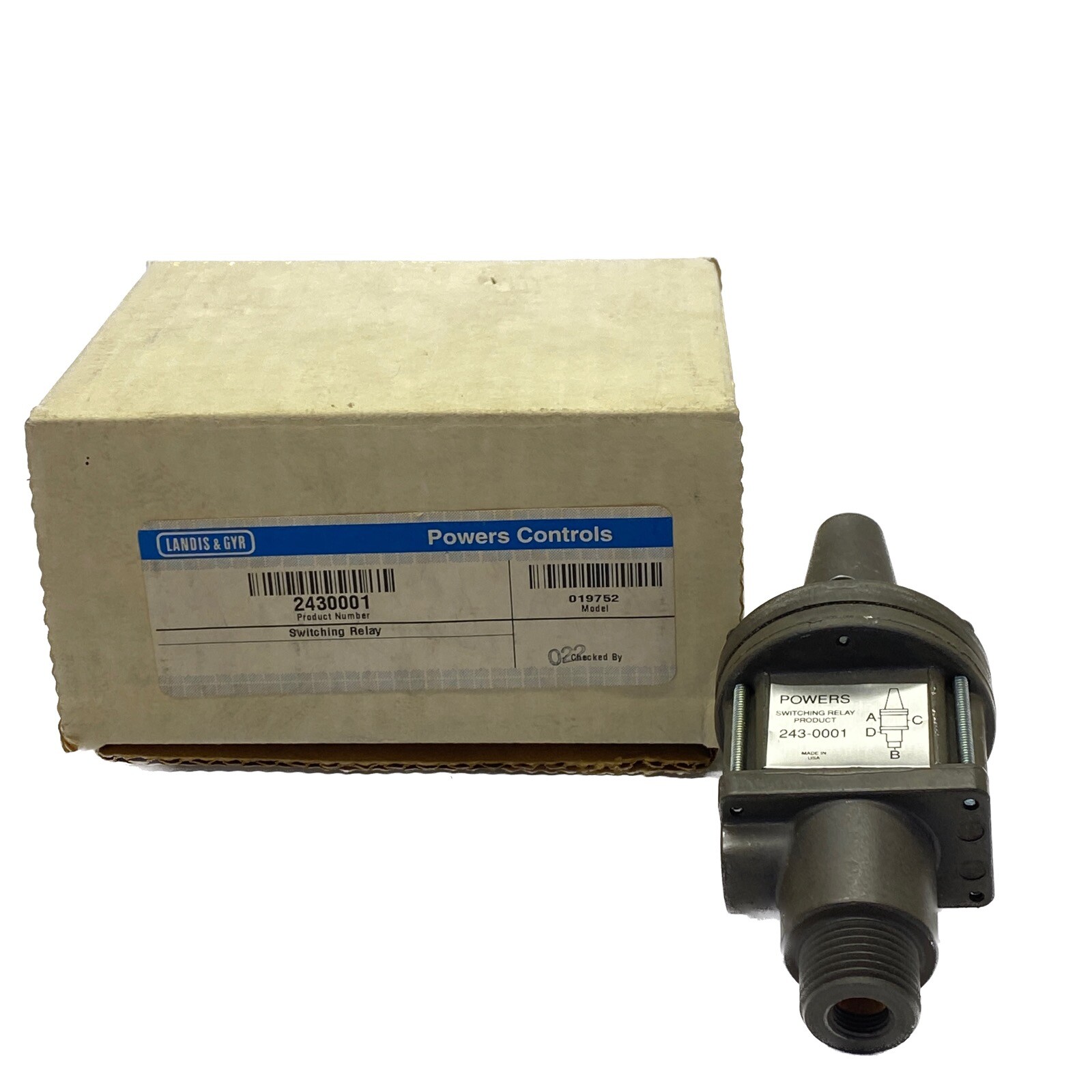 NIB Power Controls 3-Way 1/8” NPT 9Psi Pneumatic Switching Relay 2430001