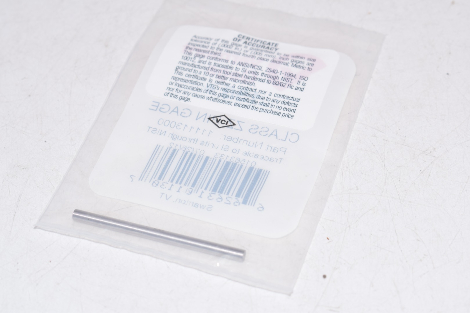 NEW Vermont Gage 111130000 Class ZZ Pin Gage .130+