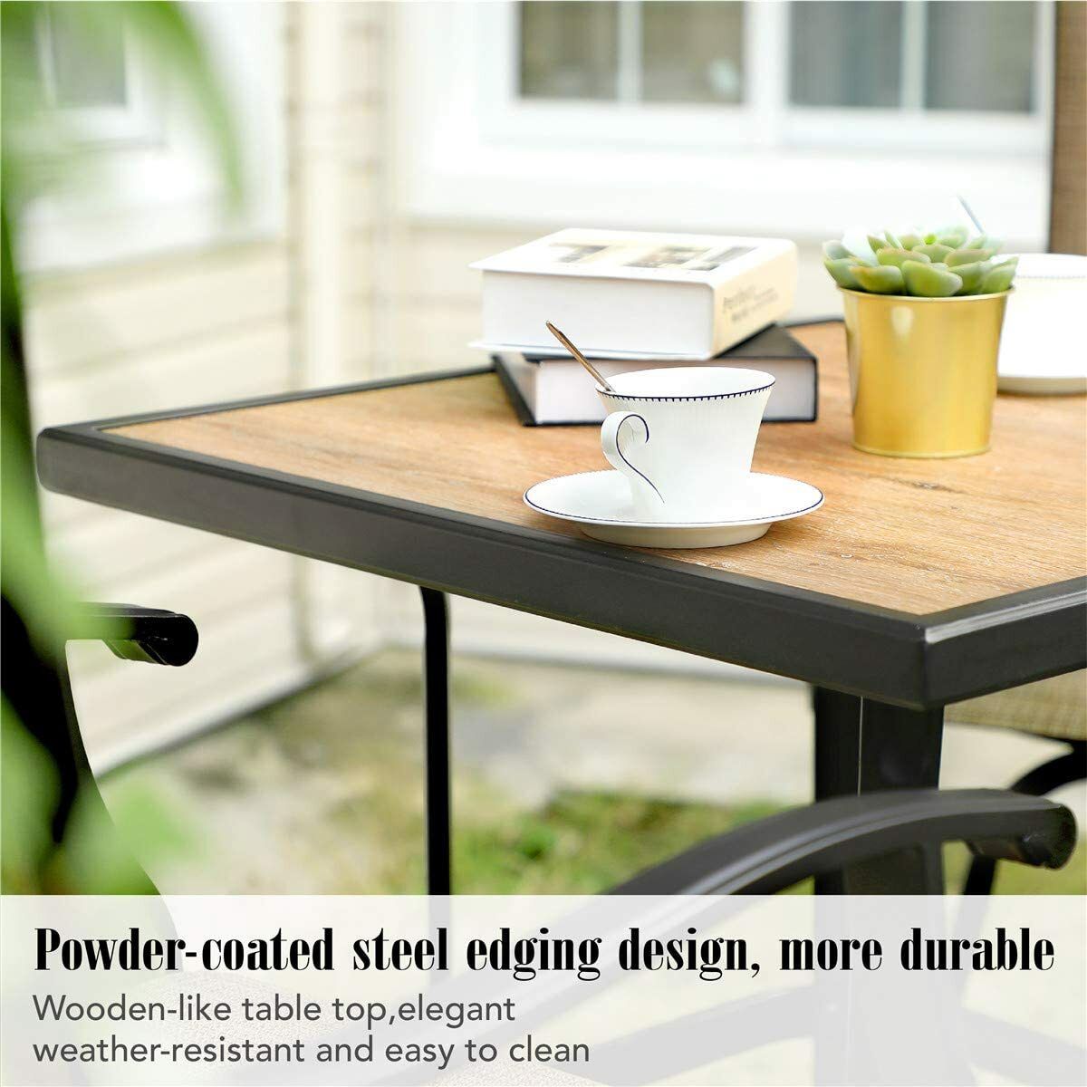Set of 3 Bistro Bar Stools Set Swivel Bar Height Chair Table Patio Furniture Set