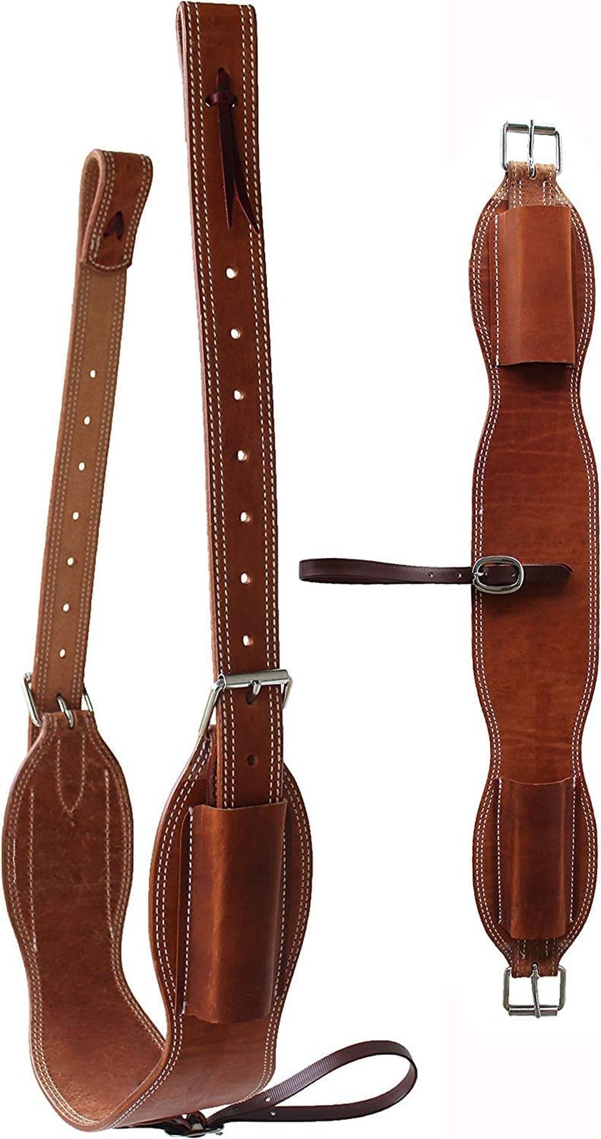 Western Leather Cinch Billets and Back Girth Strap Adjustable Saddle Flank Ci...