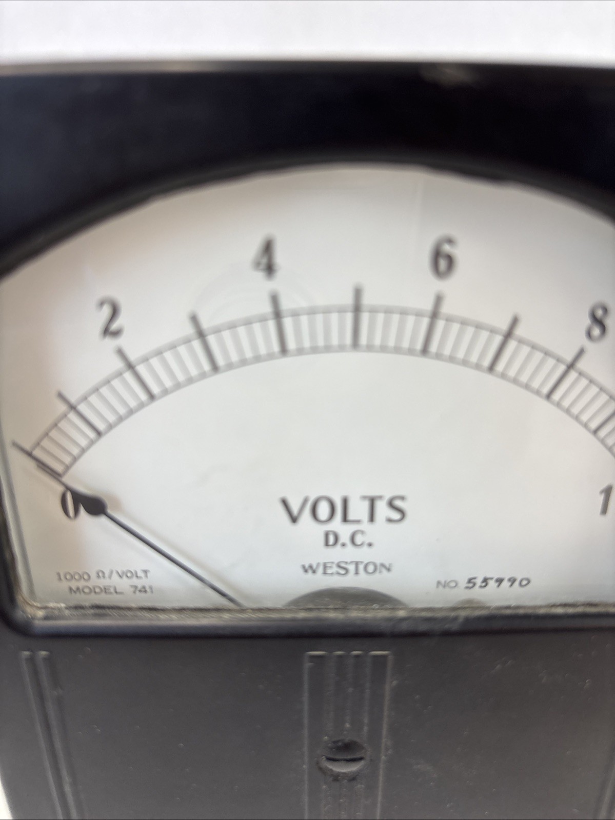 Weston DC Voltmeter Model 741 w/Mounting Hardware 0 - 10 Volts. Untested.