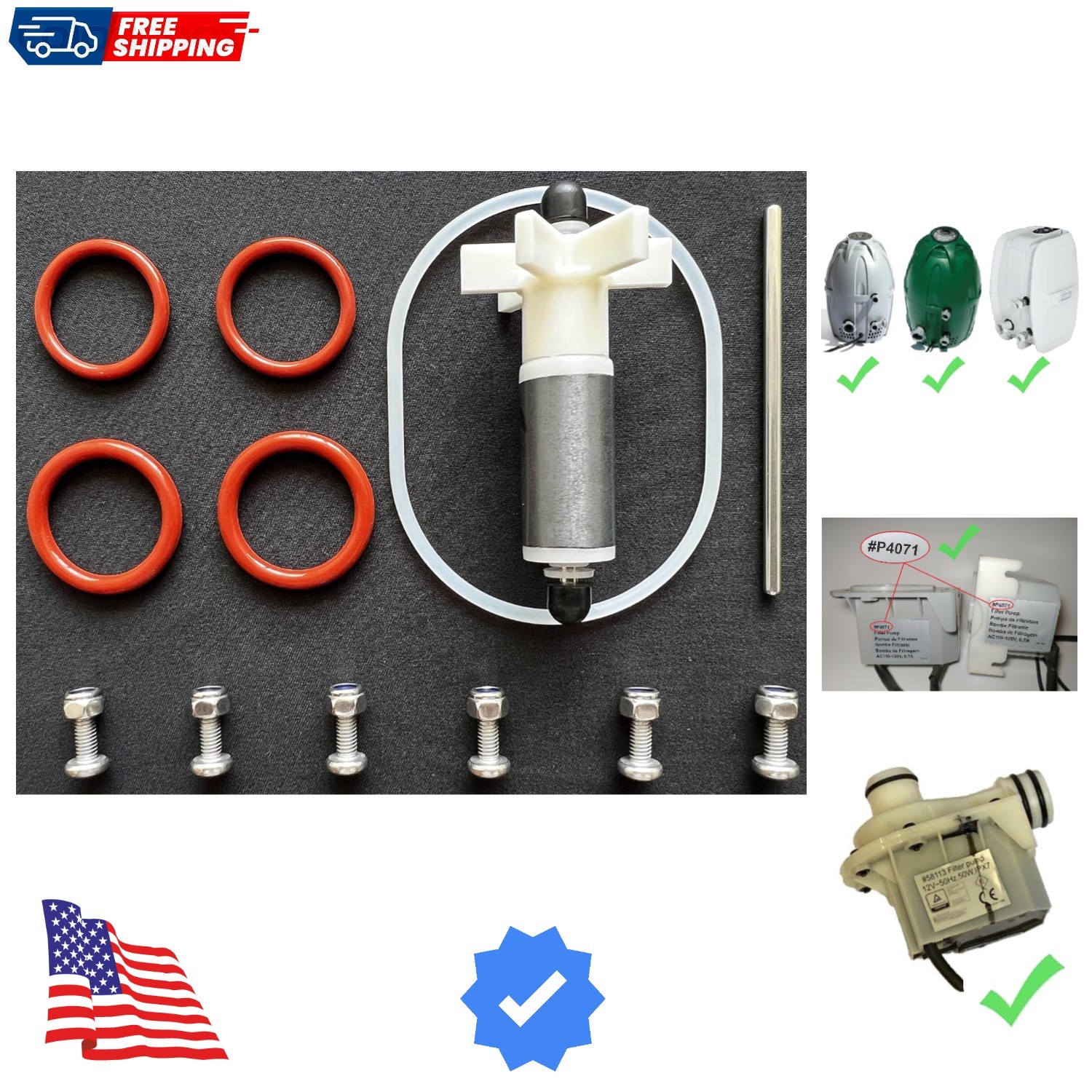 P4071 58113 Hot Tub Water Pump E02 Repair Kit for Coleman SaluSpa Lay-Z-Spa w...
