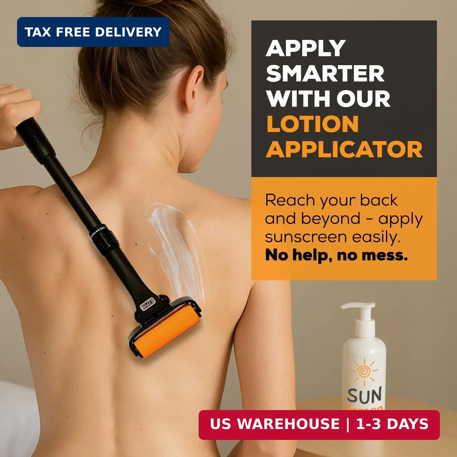 EZPIK Lotion Applicator for Back, Extendable up to 23" - Curved Design Back Loti