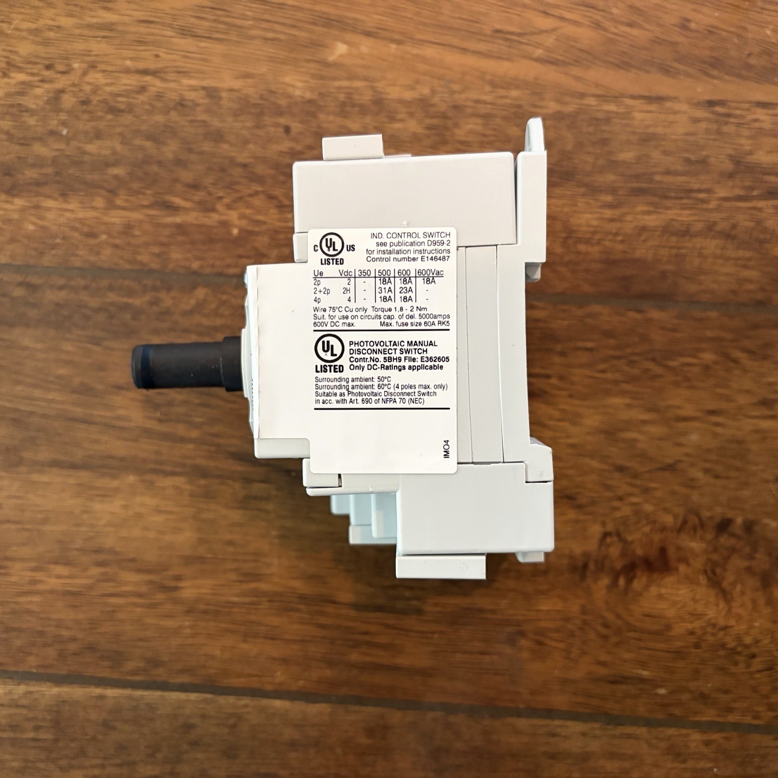 IMO 2-Pole 18A Rotary Isolation Switch SI18-BMDC64R-2H+X/95K