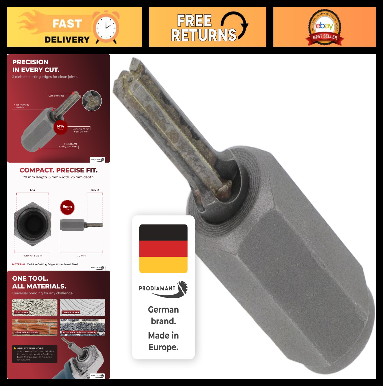 Fast Mortar Joint Cleaning Tool - 6mm Carbide Cutter for Brick & Masonry, Fits 5