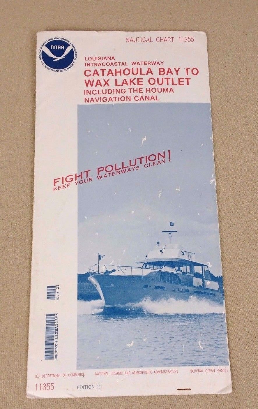 NOAA Nautical MAP Chart #11355 VTG Catahoula Bay to Wax Lake Outlet 1996 Ed 21