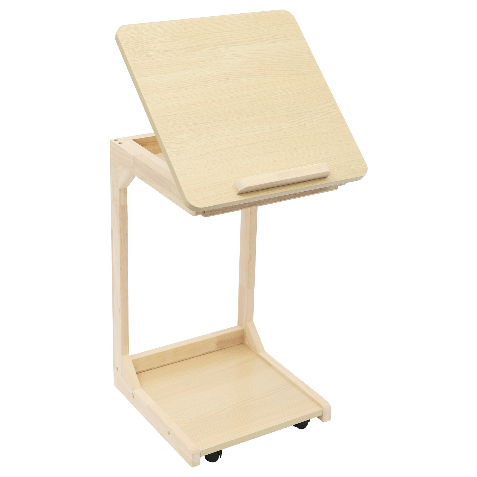 Movable Solid Wood Home Side Square Folding Coffee Side Table Adjustable Angle