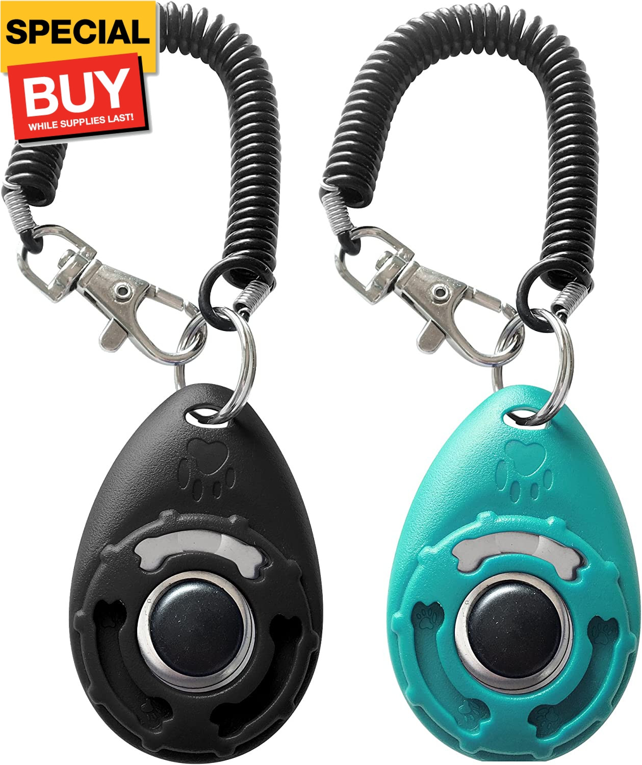 Pet Training Clicker with Wrist Strap - Dog Training Clickers (New Black + Blue)