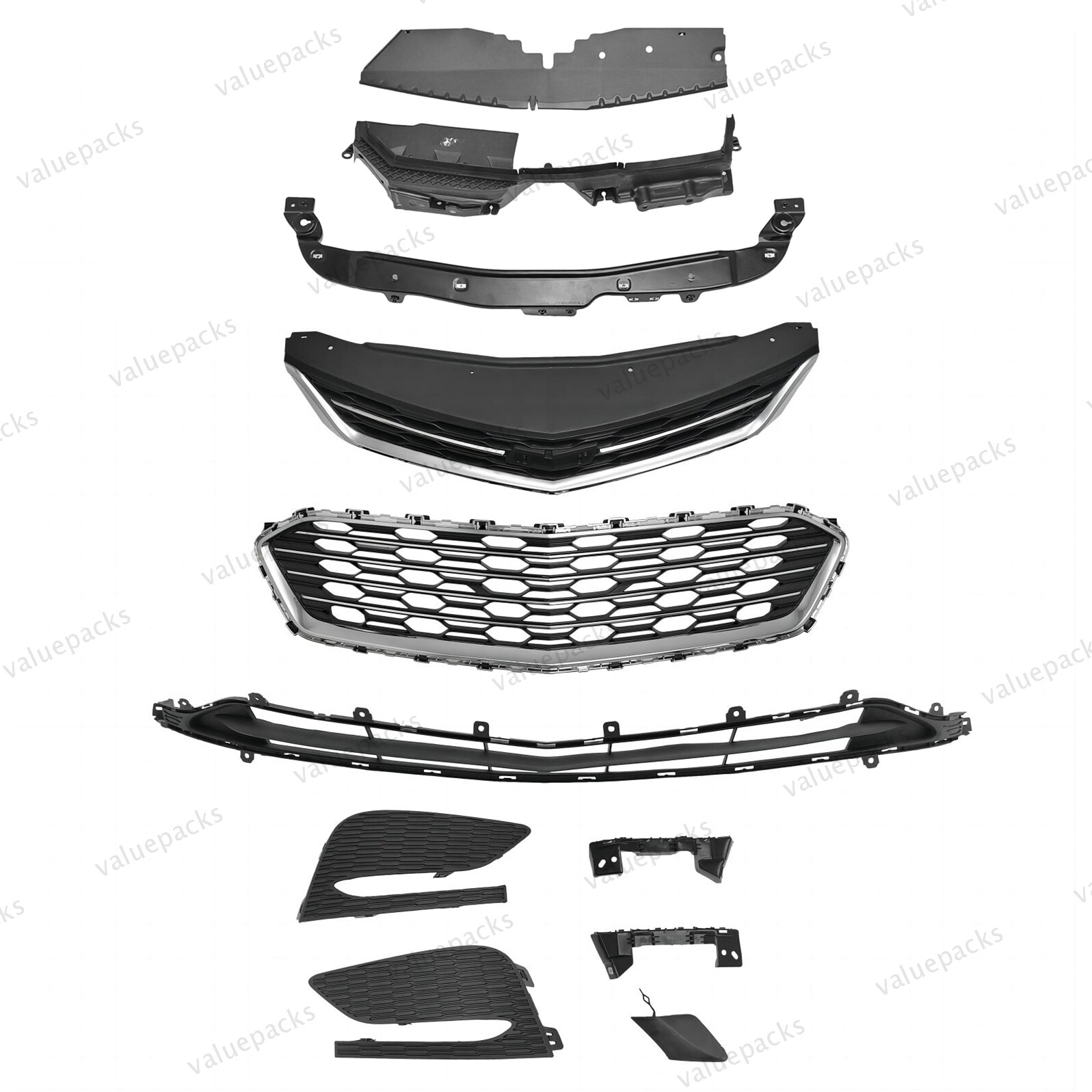 11PC For Cruze 2016-2018 Front Bumper Radiator Cover Chrome Grille Mesh Kit