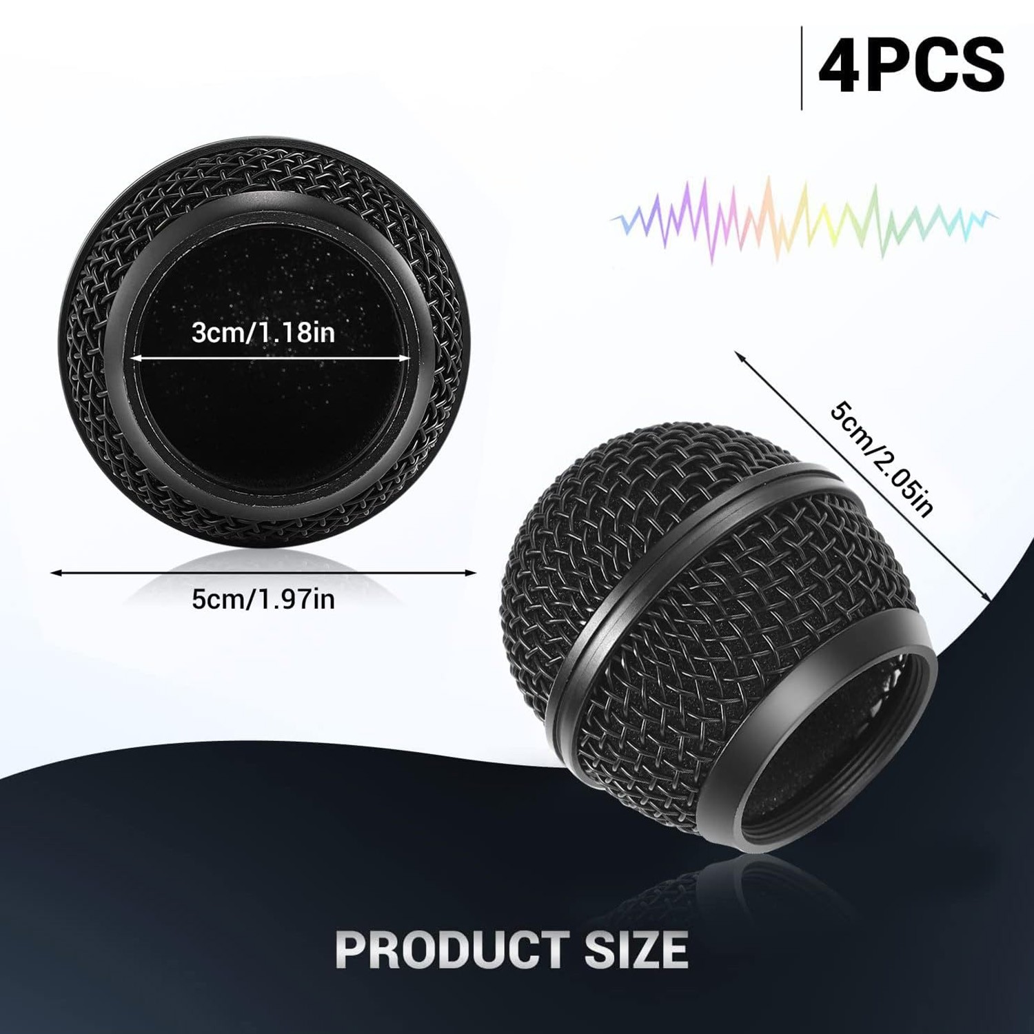 4PCS Mesh Microphone Grill Head for Microphone & Wired Mics Black Z4Z92401