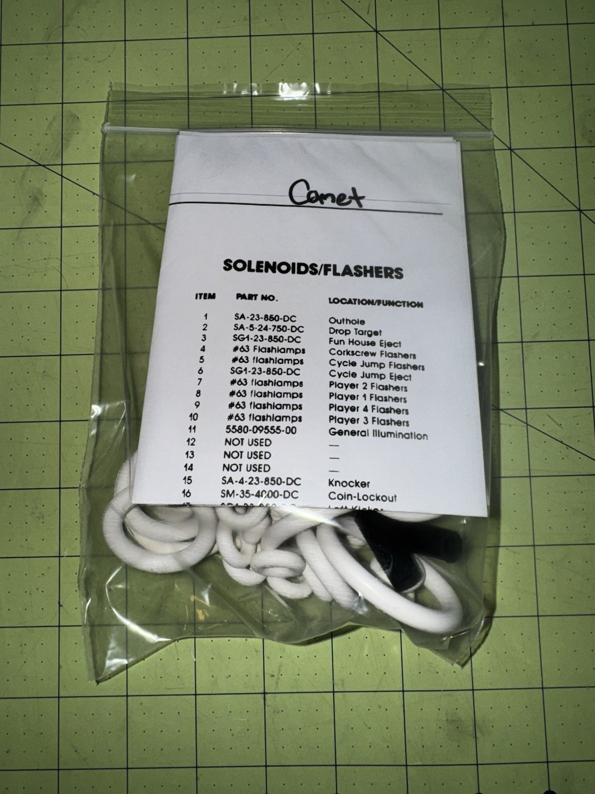 1985-1986 Williams “Comet” Pinball Machine Complete Rubber Ring Parts Kit