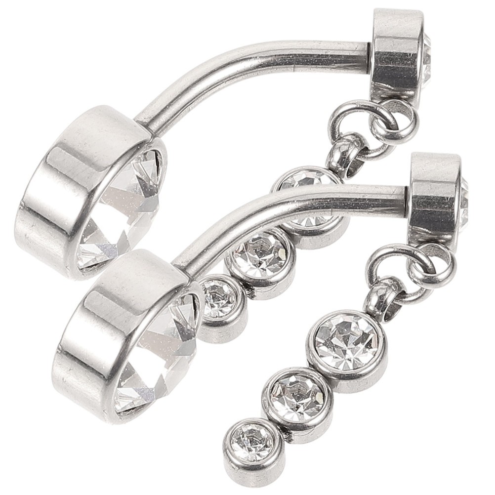 2Pcs Durable Navel Rings Stainless Steel Belly Piercing Jewelry for Women