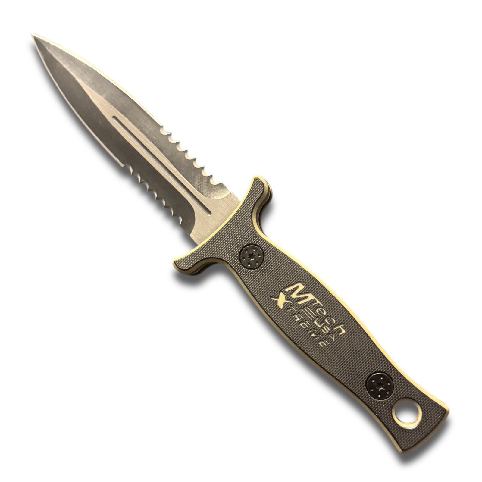 MTech Fixed Blade Dagger Knife Double Edge Serrated w Sheath G10