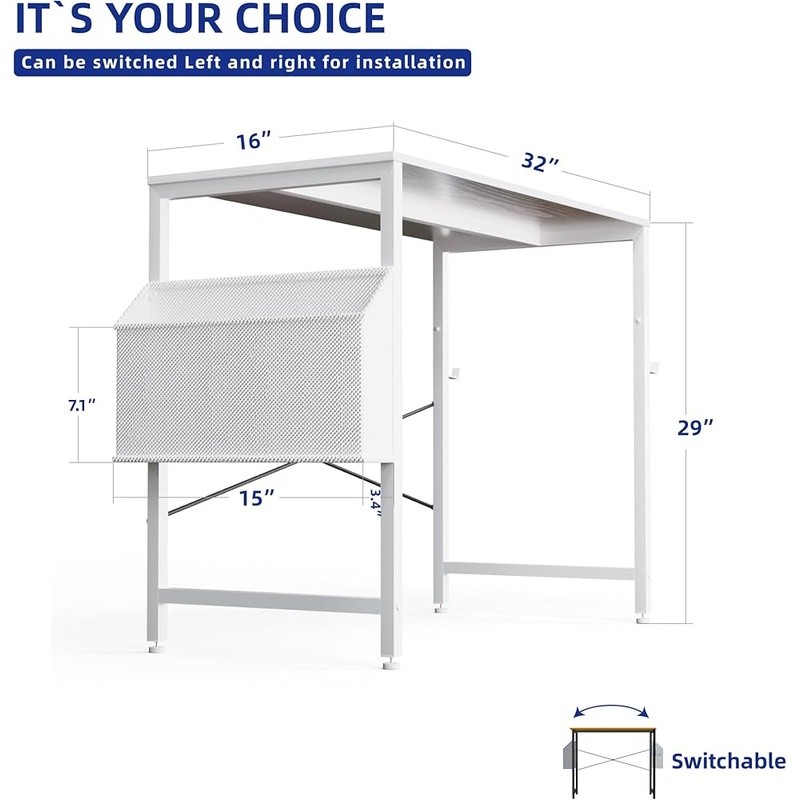 Small Computer Desk W/ Storage Bag Headphone Hook Easy Assembly Sturdy Structure
