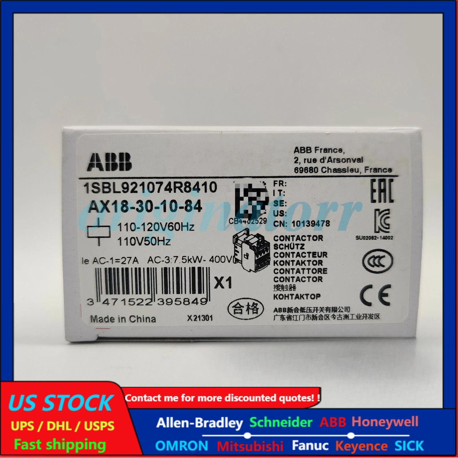 New In Box ABB AX18-30-10-84 AC Contactor US Free TAX