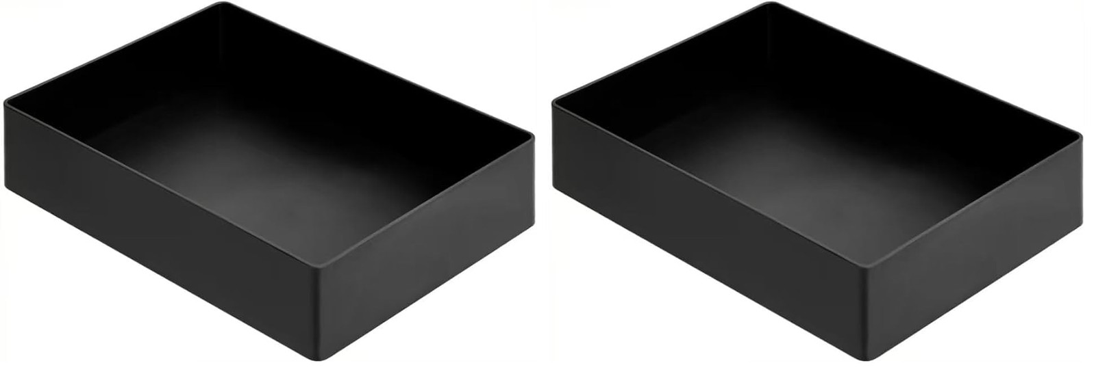 Amazon Basics Rectangular Plastic Desk 9.4" x 6.7" x 2" (Pack of 2), Negro