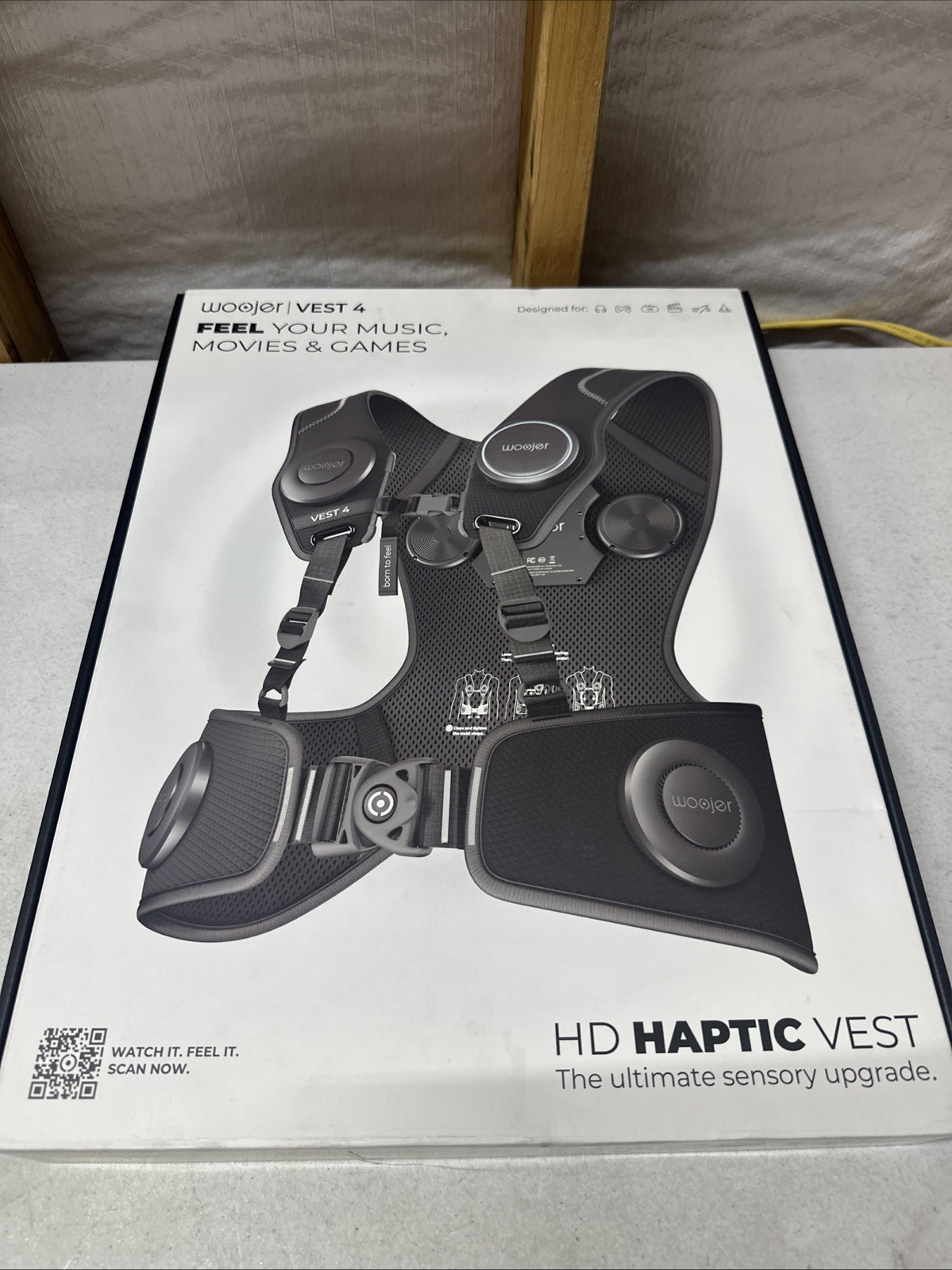 Woojer Vest 4 HD Haptic Vest Black VR Music Movies | Brand New | Fast Shipping
