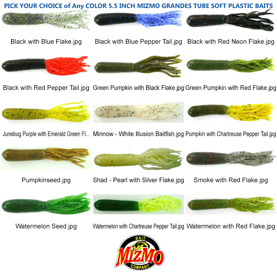 Mizmo Tubes Grandes 5.5 Inch Soft Plastic Flipping Lures Any Color 8pk Baits
