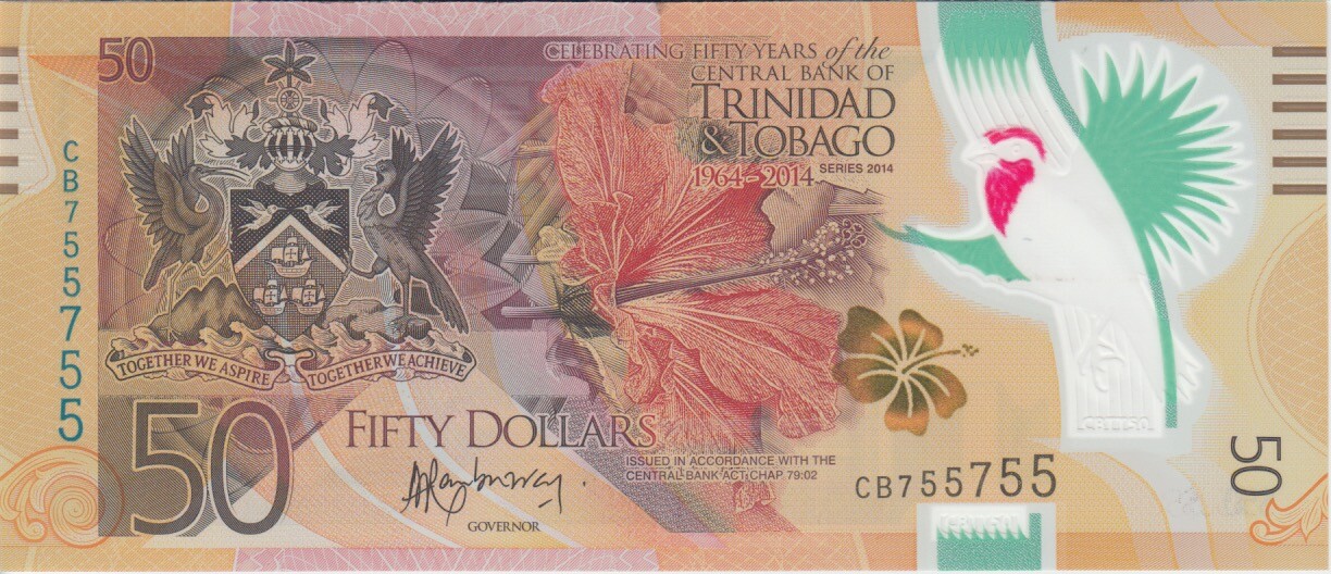 Trinidad and Tobago banknote P.54 50 Dollars Commemorative pfx CB, UNC  yy2