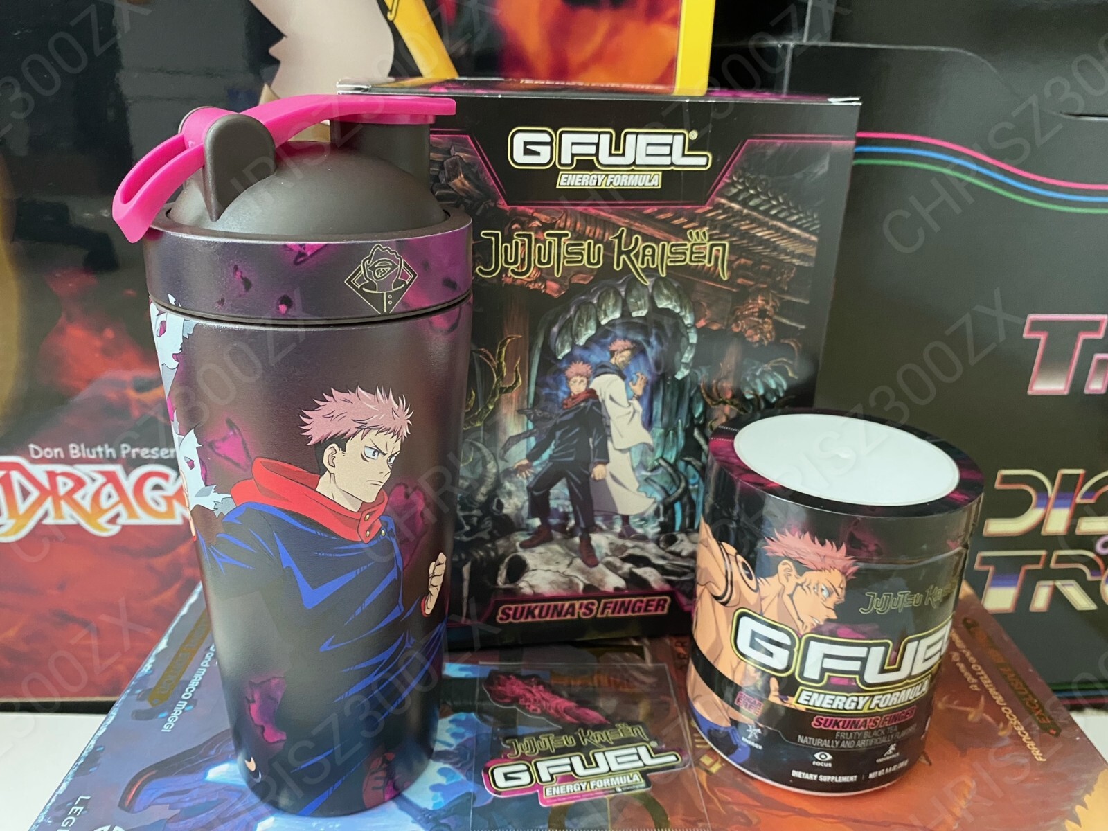 GFUEL Jujutsu Kaisen Sukuna's Finger Collector's Box Metal Shaker + Tub G FUEL