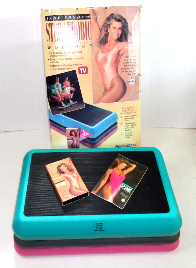 Jane Fonda Fitness Quest W VHS TAPE 3 Tier Step Aerobic Exercise Stair Stepper