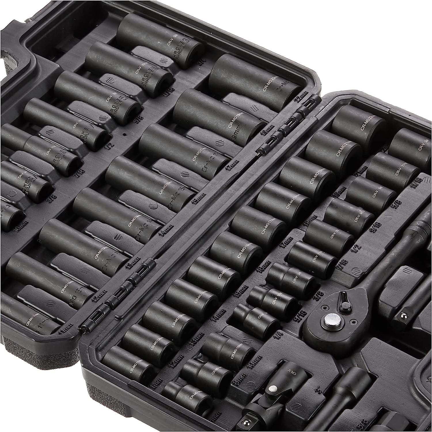 Amazon Basics 46-Piece 3/8-Inch Drive Shallow & Deep Socket Set