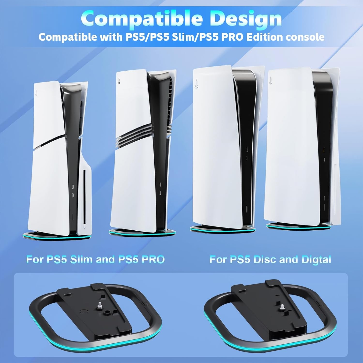 RGB LED Vertical Stand for PS5 with Mounting Screw