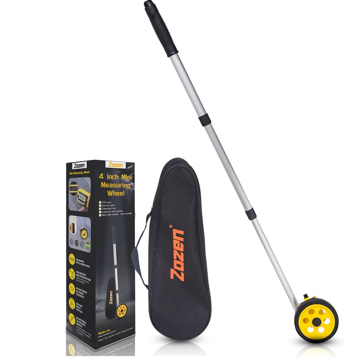 Zozen 4-Inch Measuring Wheel in Feet and Inches, One-Key 4'' wheel,