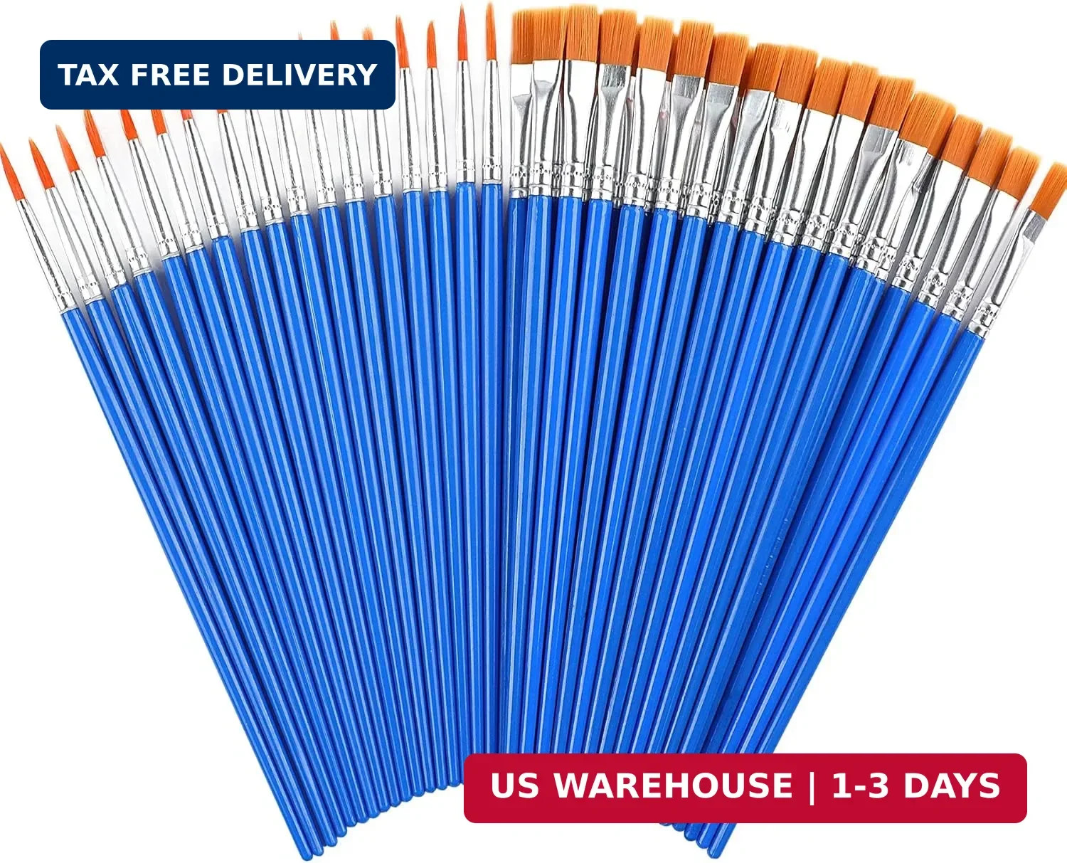 DECYOOL Paint Brushes 100 Pcs Small Round Flat Bulk for Detail Painting | Nylon