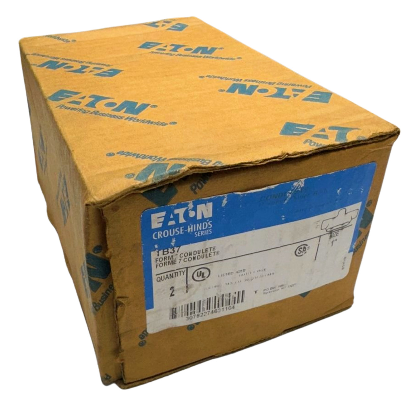(Box of 2) Eaton  TB37 Conduit Outlet Body, 1", 3-Port Electrical Tee