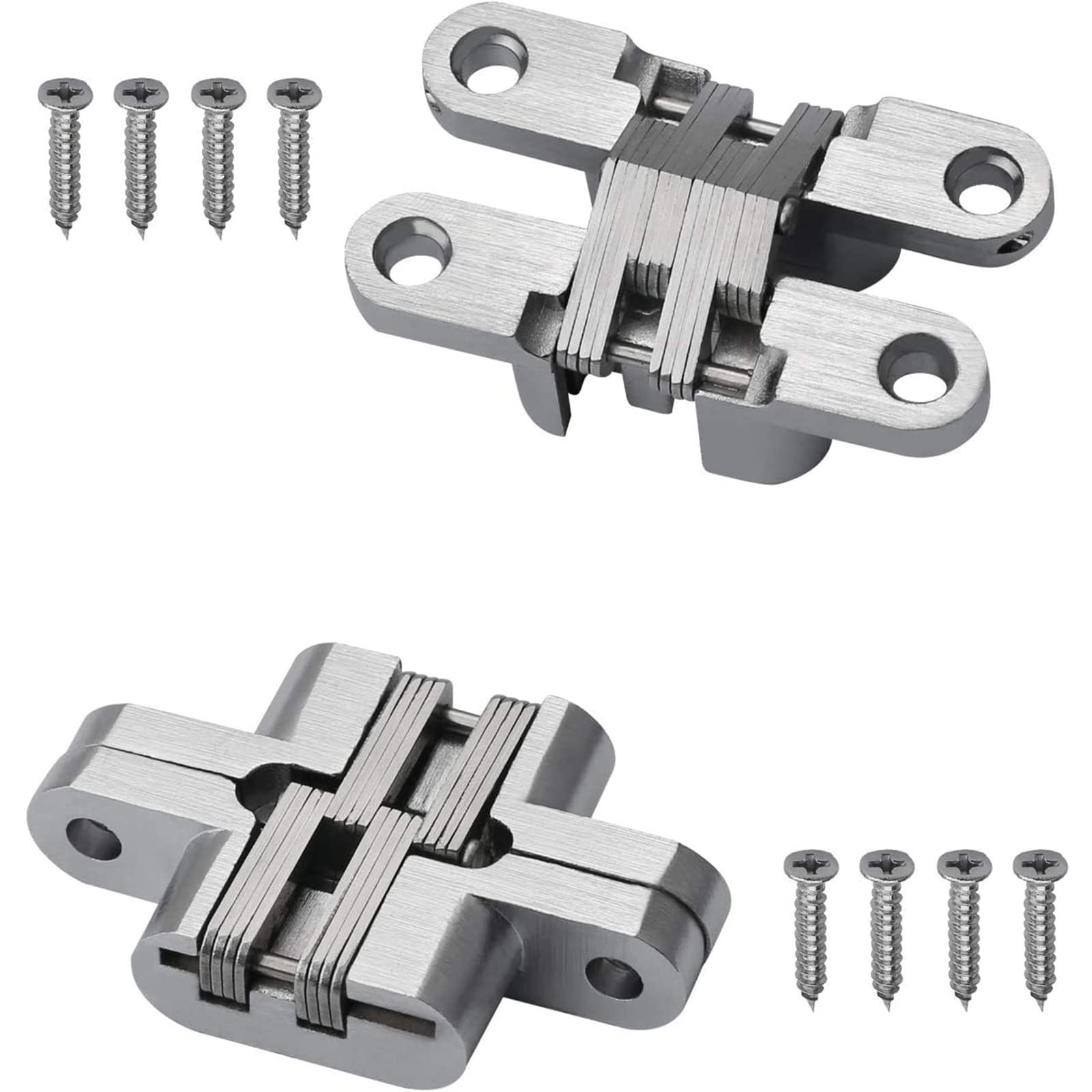 2 Pack 1.77 in Hidden Hinge Invisible Concealed Cross Hinges 180 Degree Foldi...