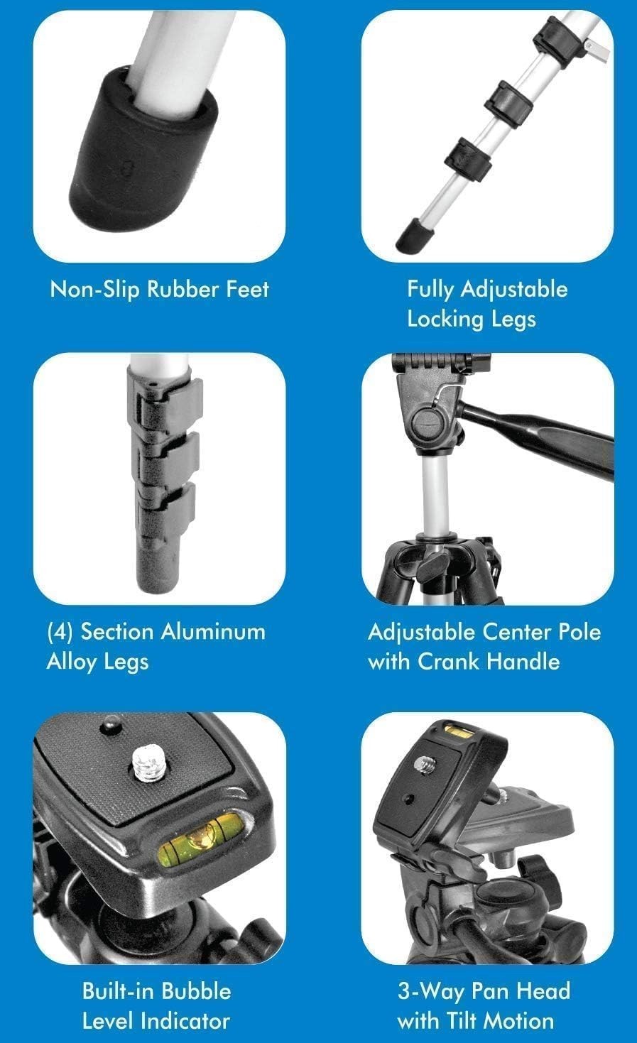 Adjustable 50-Inch Tripod for Smooth Pan & Tilt, Ideal for Content Creation